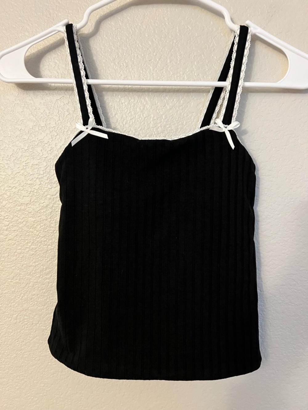 Klassy Network Black Ribbed Camisole with White Trim | Size XXS